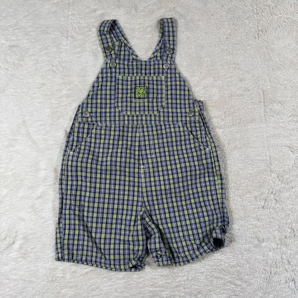 Vintage OshKosh B’Gosh Plaid Frog Boys Overalls